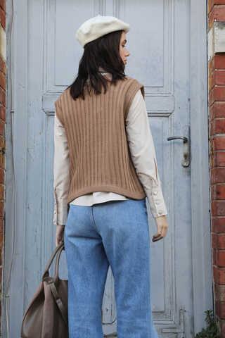 Bisiklet Detaylı Örgü Yelek Taba - 7