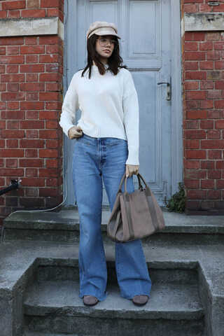 Bisiklet Yaka Kazak Ekru - 1