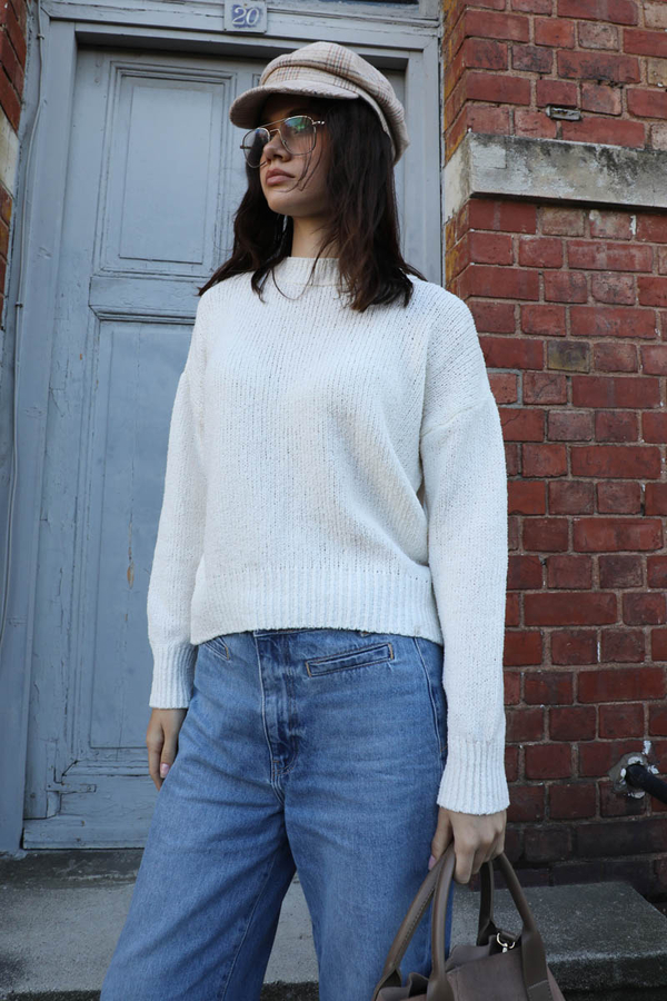 Bisiklet Yaka Kazak Ekru - 4