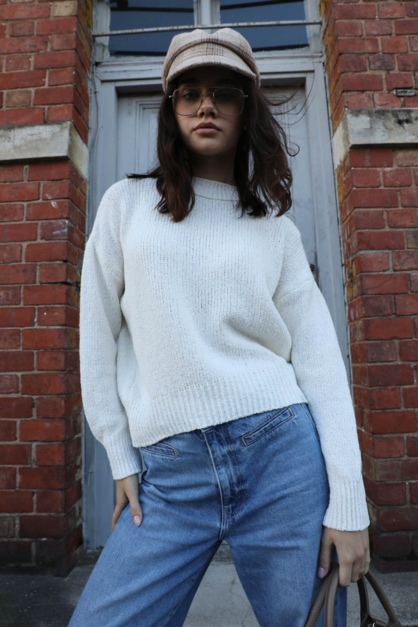 Bisiklet Yaka Kazak Ekru - 6