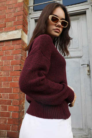 Bisiklet Yaka Kazak Mürdüm - 7