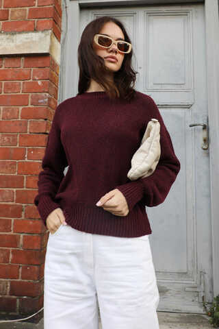 Bisiklet Yaka Kazak Mürdüm - 3