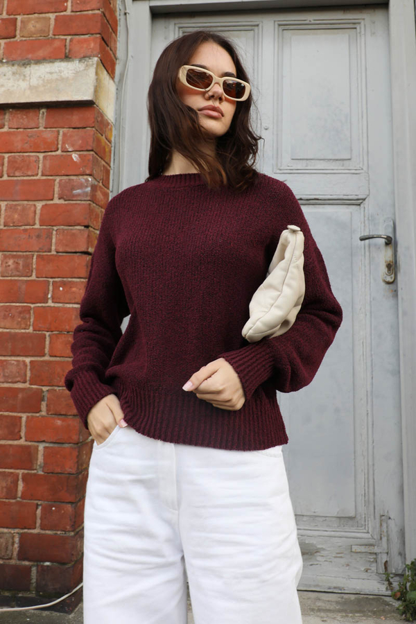 Bisiklet Yaka Kazak Mürdüm - 3