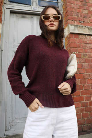 Bisiklet Yaka Kazak Mürdüm - 1