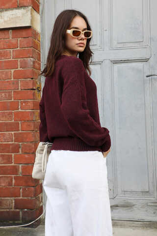 Bisiklet Yaka Kazak Mürdüm - 6