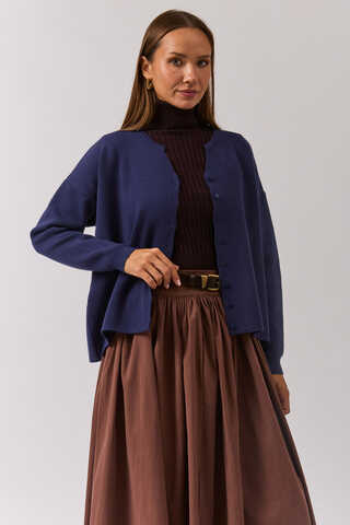 Bisiklet Yaka Premium Triko Hırka Lacivert - 1