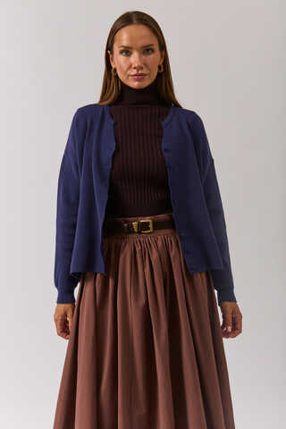 Bisiklet Yaka Premium Triko Hırka Lacivert - 8