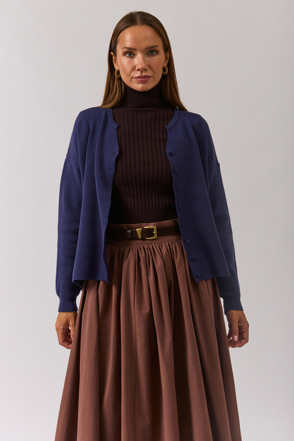 Bisiklet Yaka Premium Triko Hırka Lacivert - 8