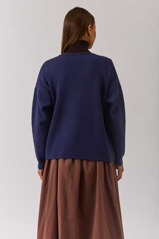 Bisiklet Yaka Premium Triko Hırka Lacivert - 9