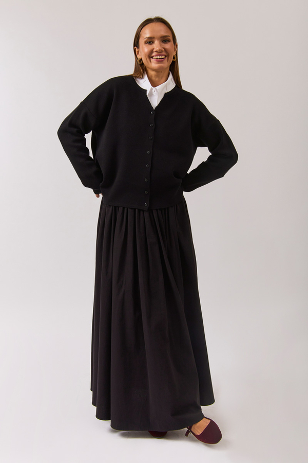 Bisiklet Yaka Premium Triko Hırka Siyah - 6