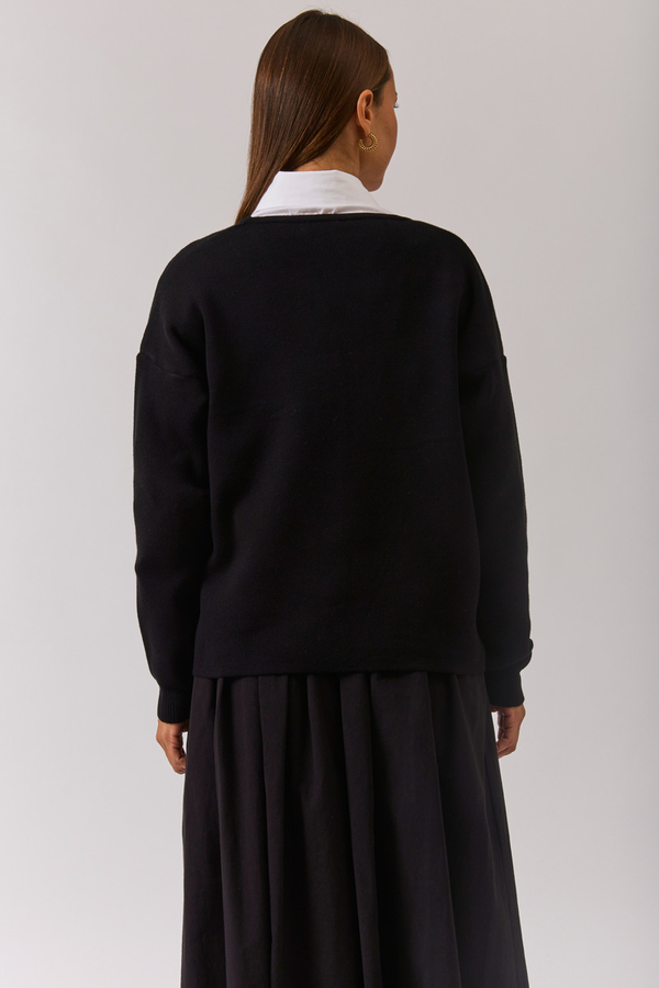 Bisiklet Yaka Premium Triko Hırka Siyah - 15