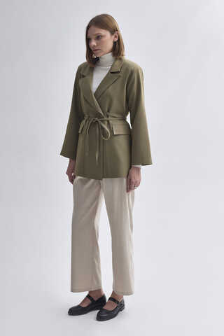 Biye Bağlamalı Blazer Ceket Haki - 4