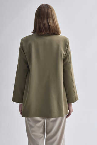 Biye Bağlamalı Blazer Ceket Haki - 7