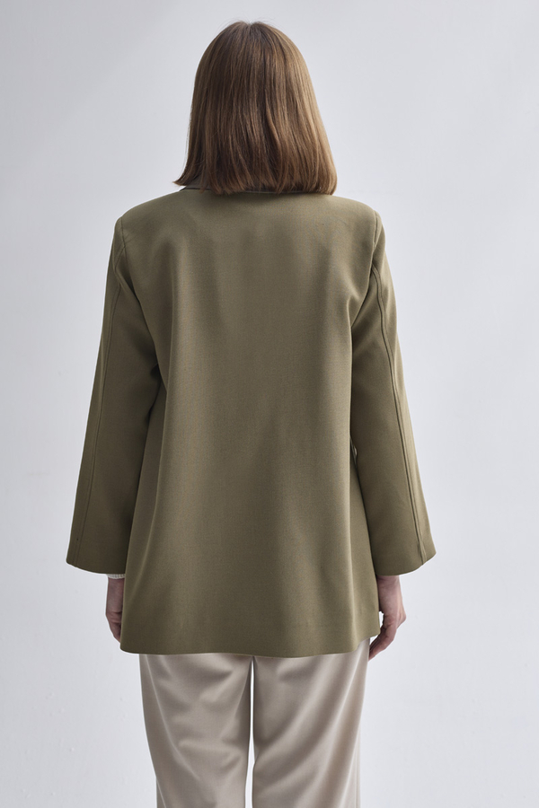 Biye Bağlamalı Blazer Ceket Haki - 7