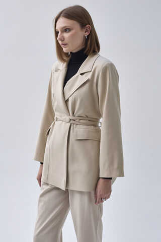 Biye Bağlamalı Blazer Ceket Taş - 3