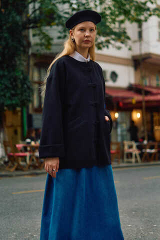 Biye Button Wool Coat Black - 4