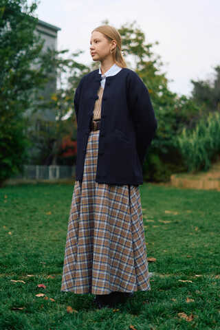 Biye Button Wool Coat Navy - 8