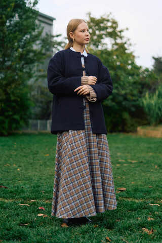 Biye Button Wool Coat Navy - 2