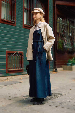 Biye Button Wool Coat Stone - 4