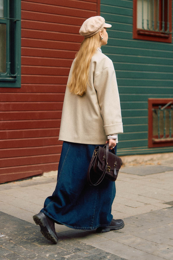 Biye Button Wool Coat Stone - 12