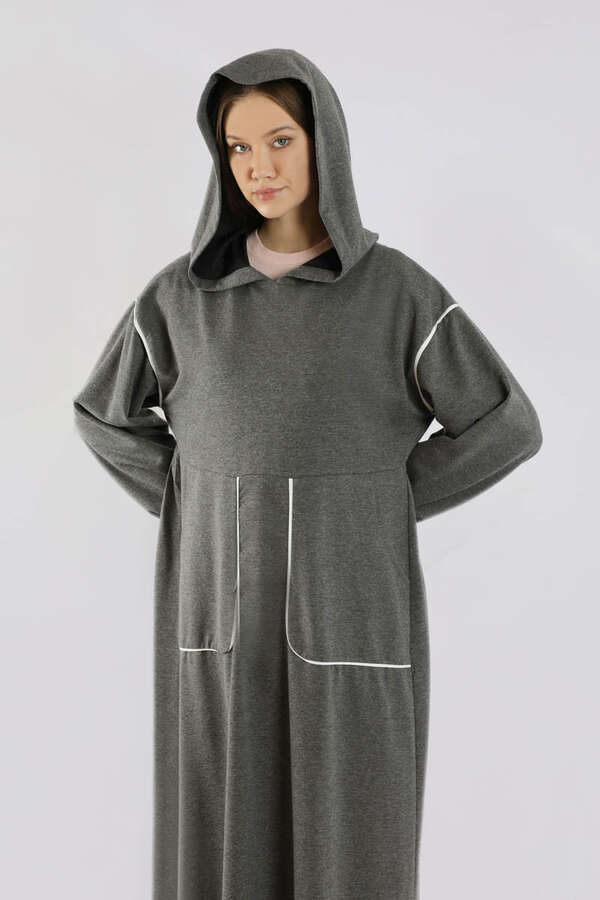 Biye Detaylı Elbise Füme - 2