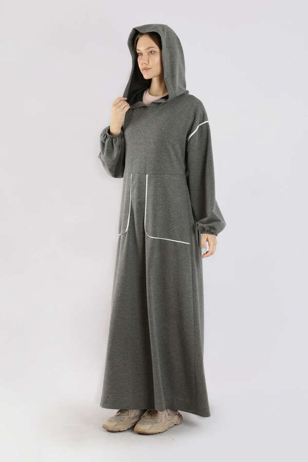 Biye Detaylı Elbise Füme - 5