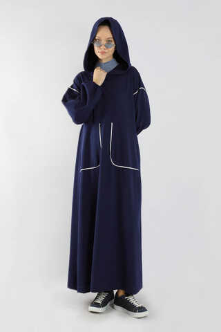 Biye Detaylı Elbise Lacivert - 3