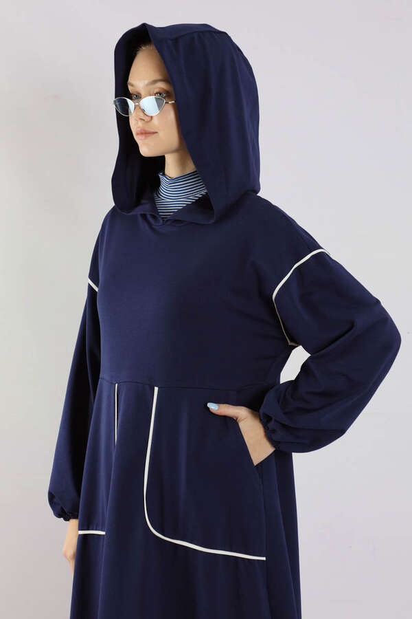 Biye Detaylı Elbise Lacivert - 4