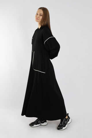 Biye Detaylı Elbise Siyah - 3