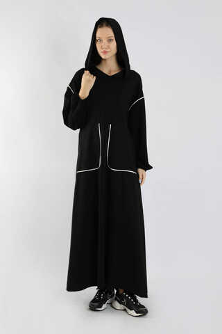 Biye Detaylı Elbise Siyah - 5