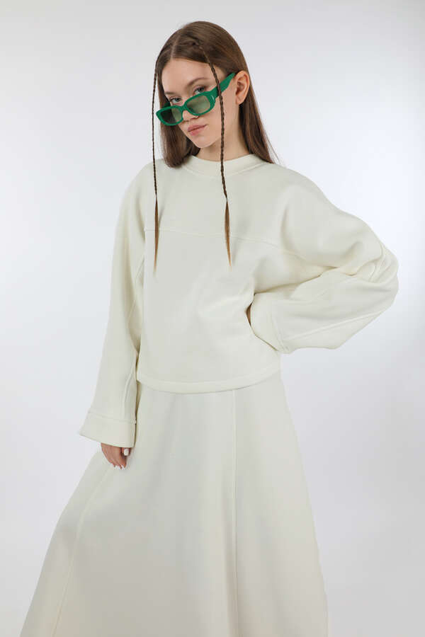 Biye Detaylı Etek Takım Ekru - 4