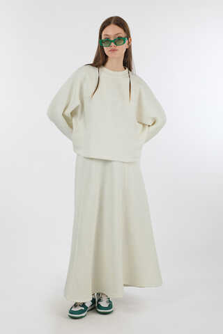 Biye Detaylı Etek Takım Ekru - 5