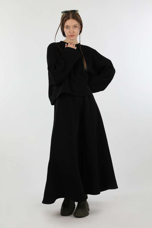 Biye Detaylı Etek Takım Siyah - 1