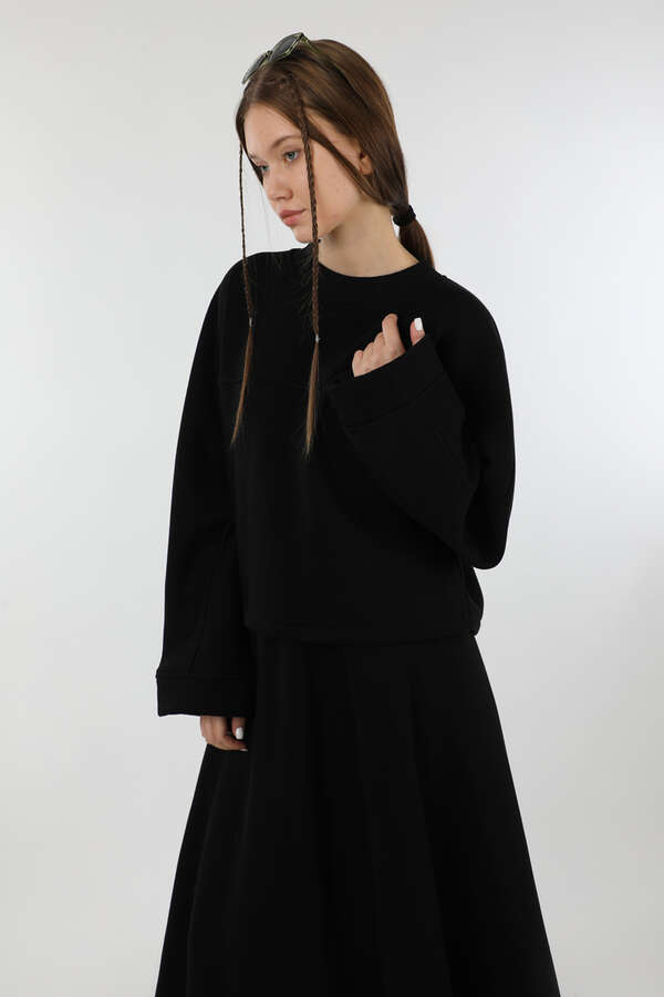 Biye Detaylı Etek Takım Siyah - 2