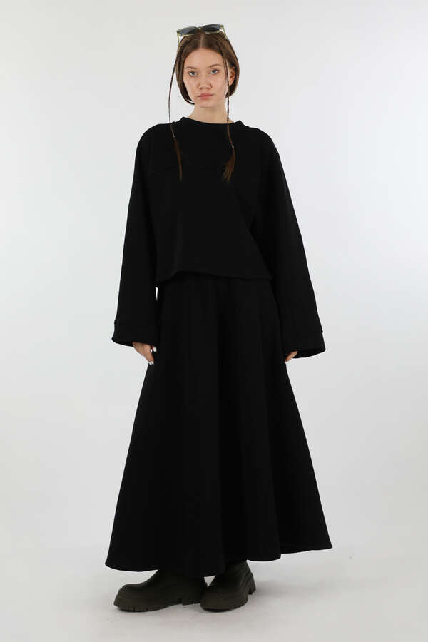 Biye Detaylı Etek Takım Siyah - 3