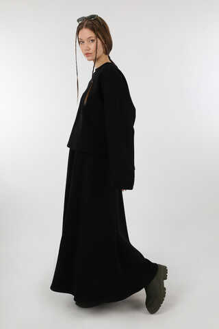 Biye Detaylı Etek Takım Siyah - 5