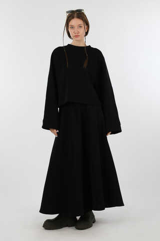 Biye Detaylı Etek Takım Siyah - 3