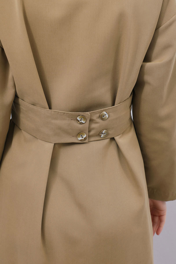 Biye Detaylı Kemerli Elbise Camel - 16