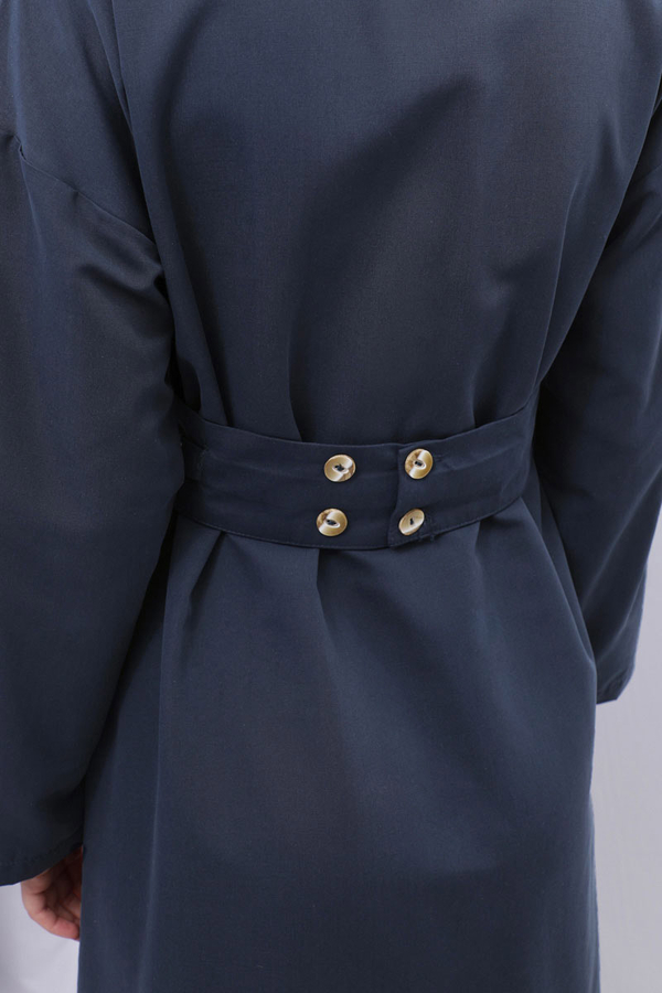 Biye Detaylı Kemerli Elbise Lacivert - 9