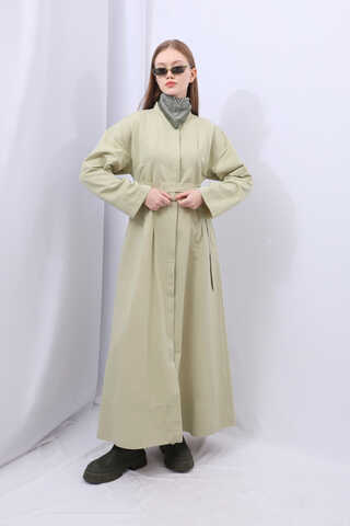 Biye Detaylı Kemerli Elbise Mint - 7