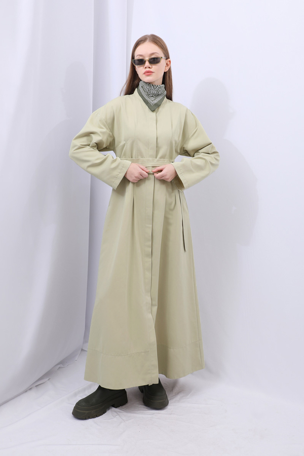 Biye Detaylı Kemerli Elbise Mint - 7