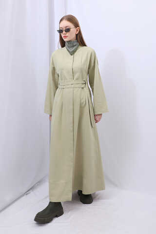 Biye Detaylı Kemerli Elbise Mint - 8