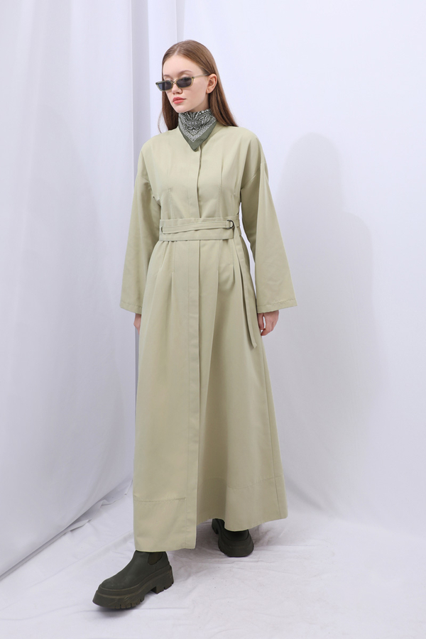 Biye Detaylı Kemerli Elbise Mint - 8