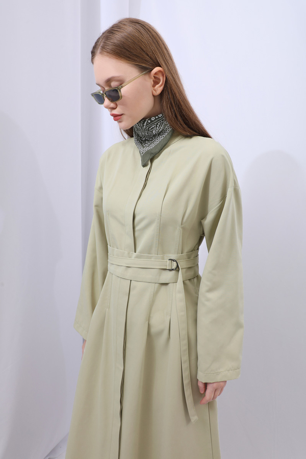 Biye Detaylı Kemerli Elbise Mint - 3