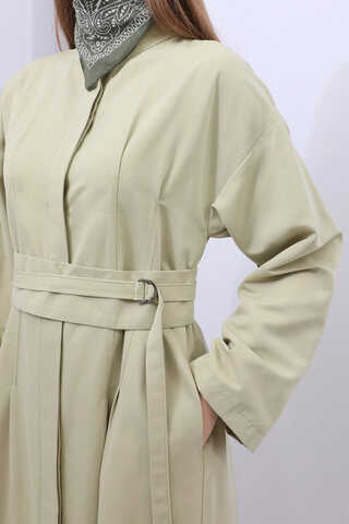 Biye Detaylı Kemerli Elbise Mint - 5