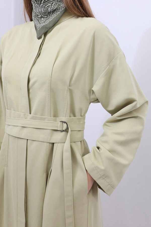 Biye Detaylı Kemerli Elbise Mint - 5