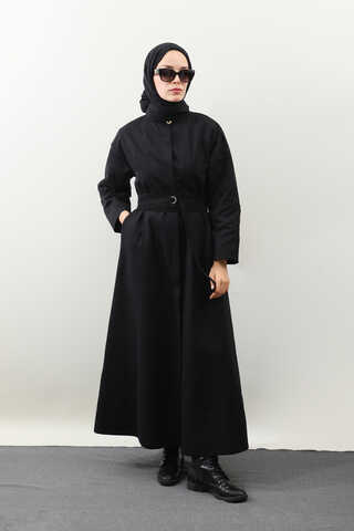 Biye Detaylı Kemerli Elbise Siyah - 3