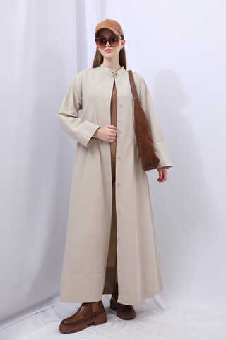 Biye Detaylı Kemerli Elbise Taş - 1