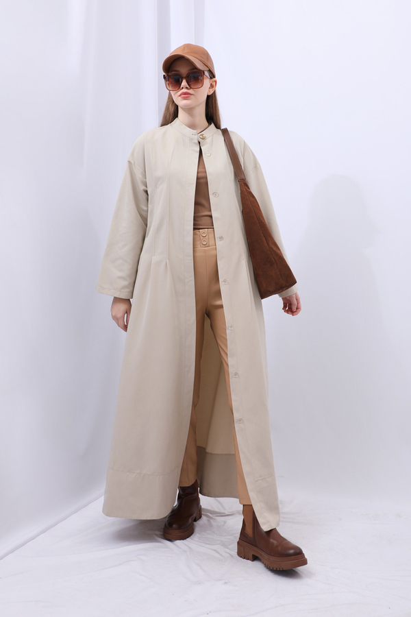 Biye Detaylı Kemerli Elbise Taş - 2