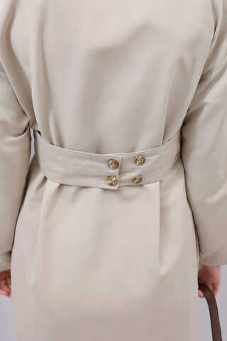 Biye Detaylı Kemerli Elbise Taş - 9